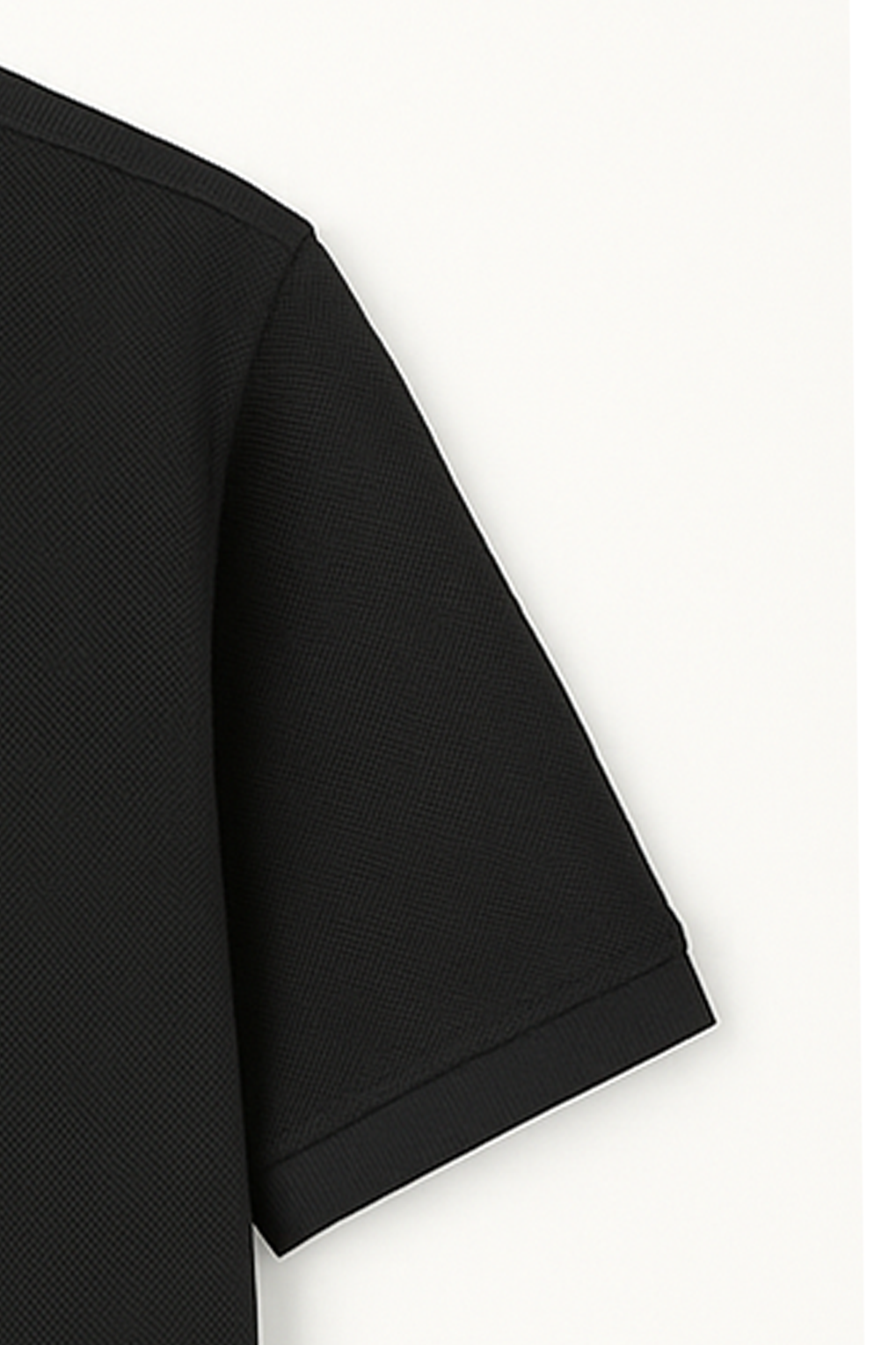 Black Waffle-Knit Polo Tee