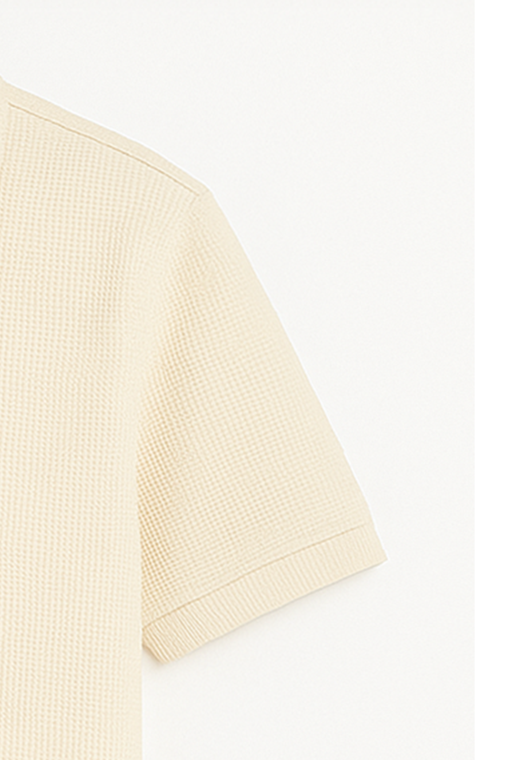 Beige Waffle-Knit Polo Tee