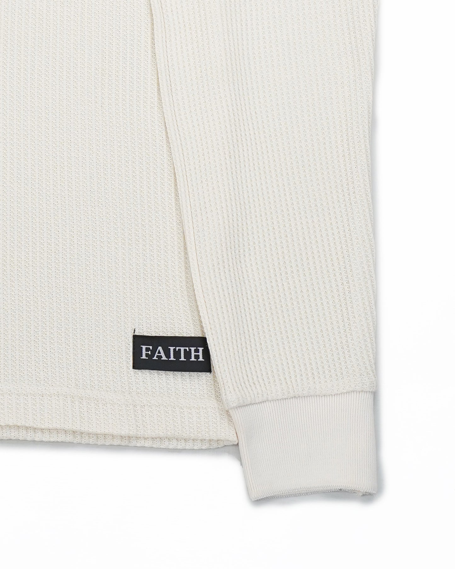 Ivory Waffle-Knit Polo Sweater